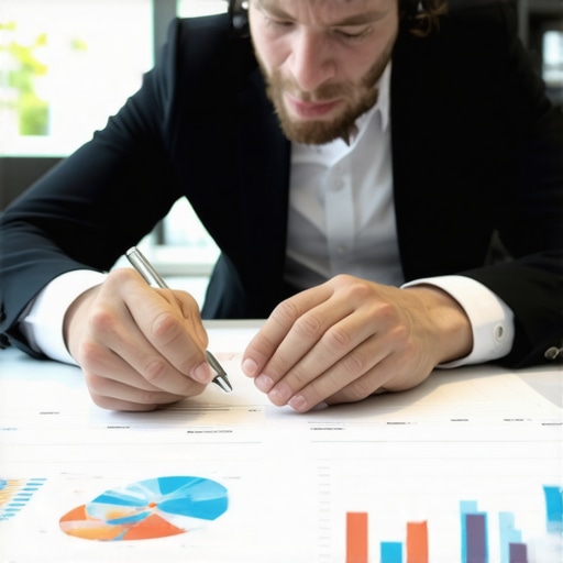 Accountant working on digital dashboard with AI analytics