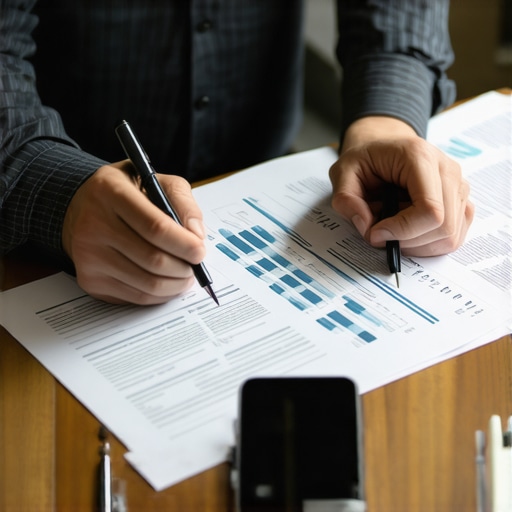 CPA reviewing complex tax documents with digital interface