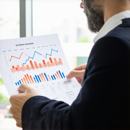 Business owner consulting with CPA over financial reports in modern office