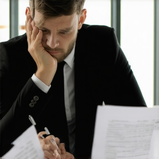 Accountant and client discussing tax strategies with caution.