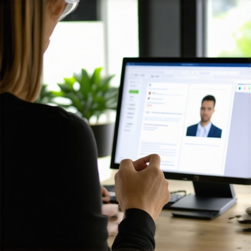 Support professional helping small business owner with digital bookkeeping tools