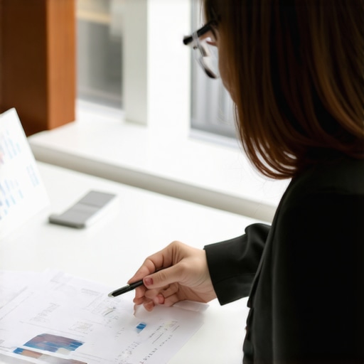 Business owner and CPA discussing financial documents in office