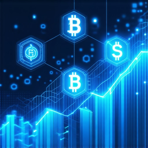 Illustration of AI and blockchain technology supporting small business bookkeeping