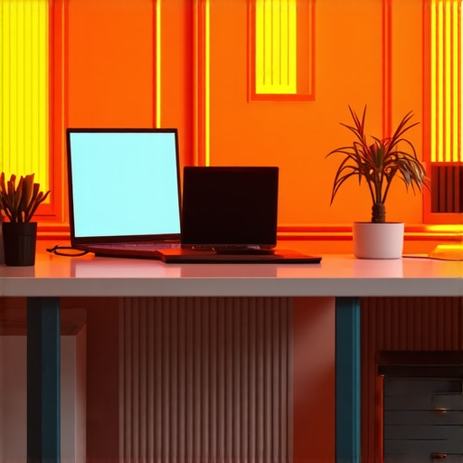 Futuristic office with AI and digital tools for tax planning