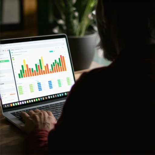 Business owner working on QuickBooks software with financial data